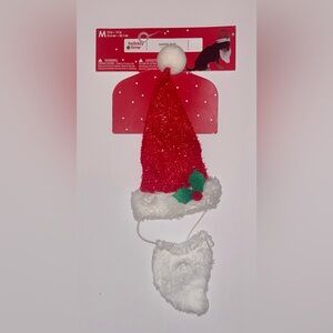 Holiday Time Dog Christmas Santa Hat & Beard Costume, Size M